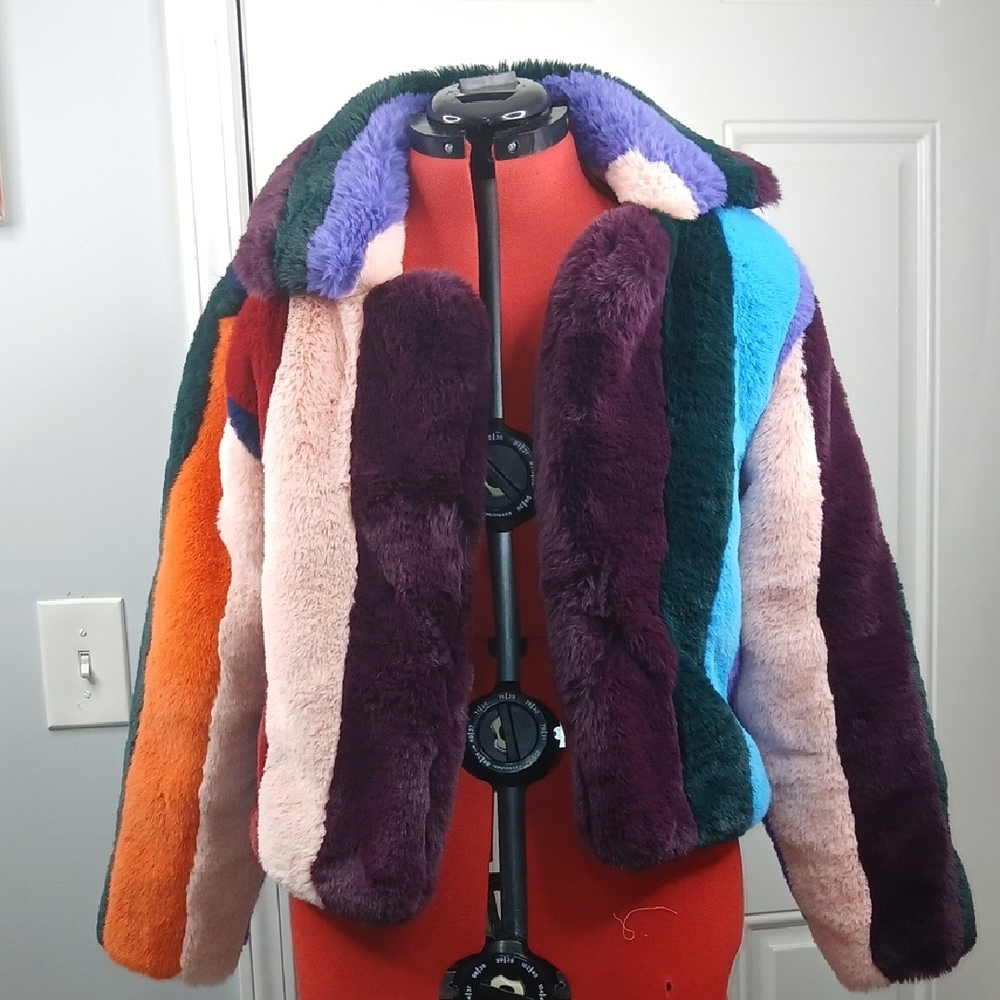 Multicolor Striped Teddy Jacket